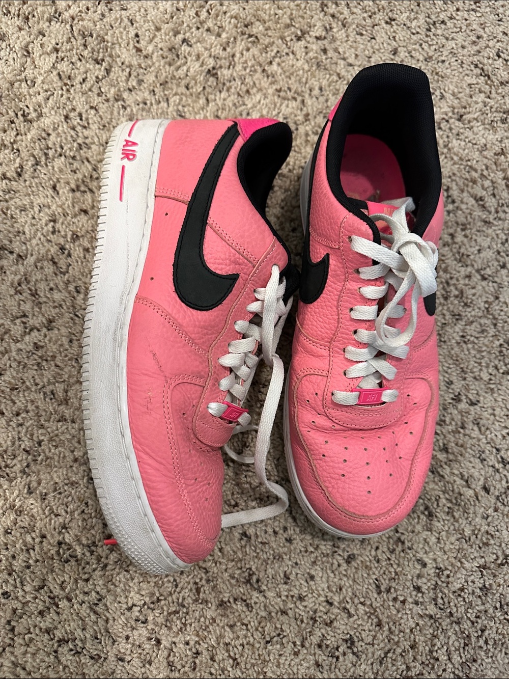 Nike Men’s size 11 Pink & Black Low-Top Sneakers AF-1s